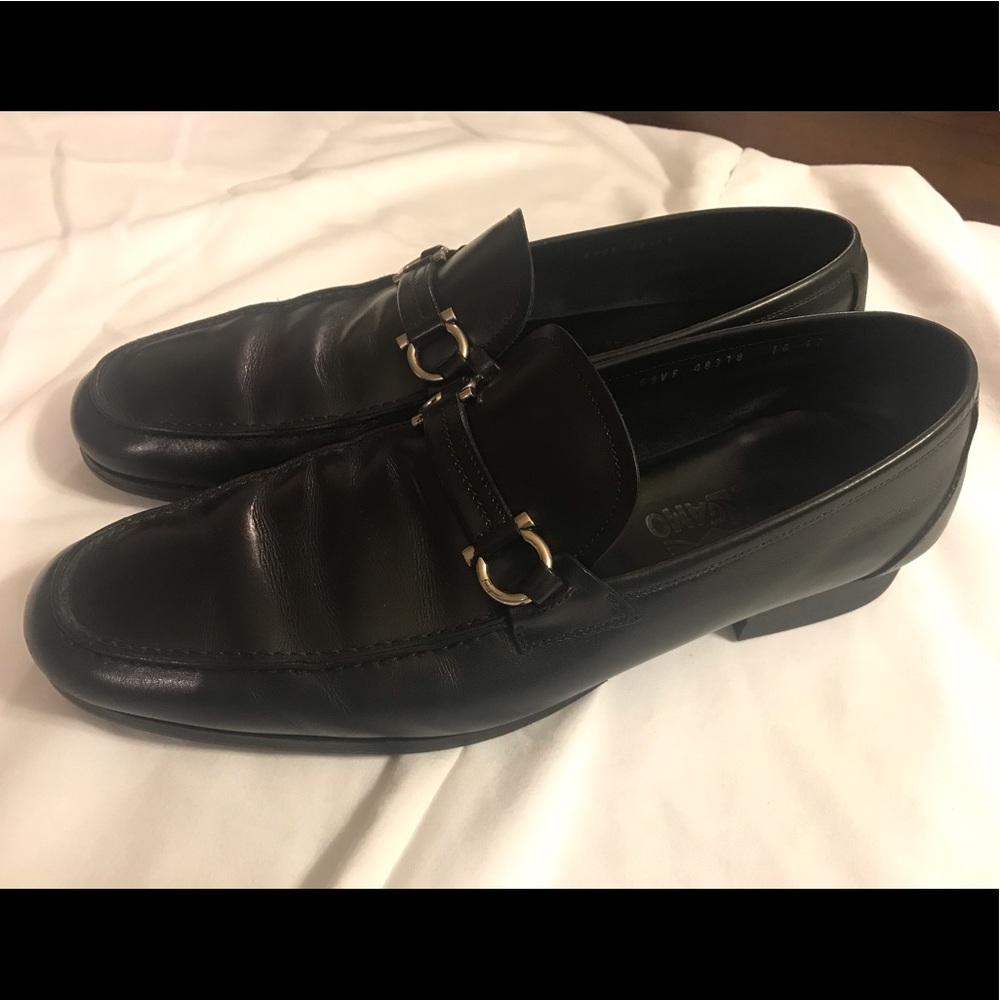 Men’s Black Leather Ferragamo Size 12 D